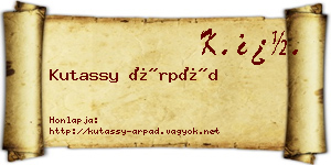 Kutassy Árpád névjegykártya