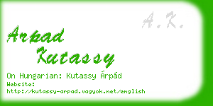 arpad kutassy business card